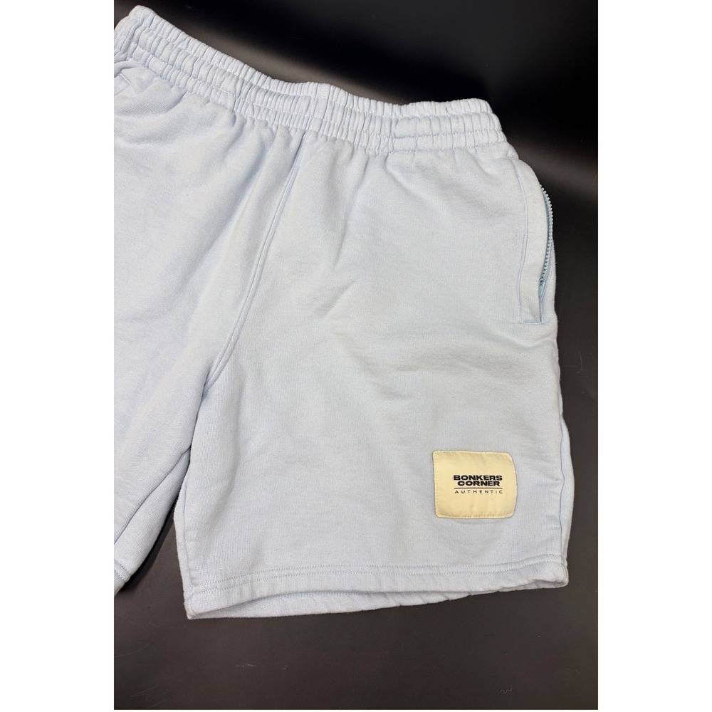 Bonkers Corner Authentic Blue Fleece Sweat Shorts Mens Large Zipper Pockets - Picture 2 of 7